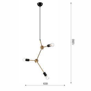 Lampada a Sospensione Alessia, Oro, Metallo, 128x63x5 cm, EPIKASA