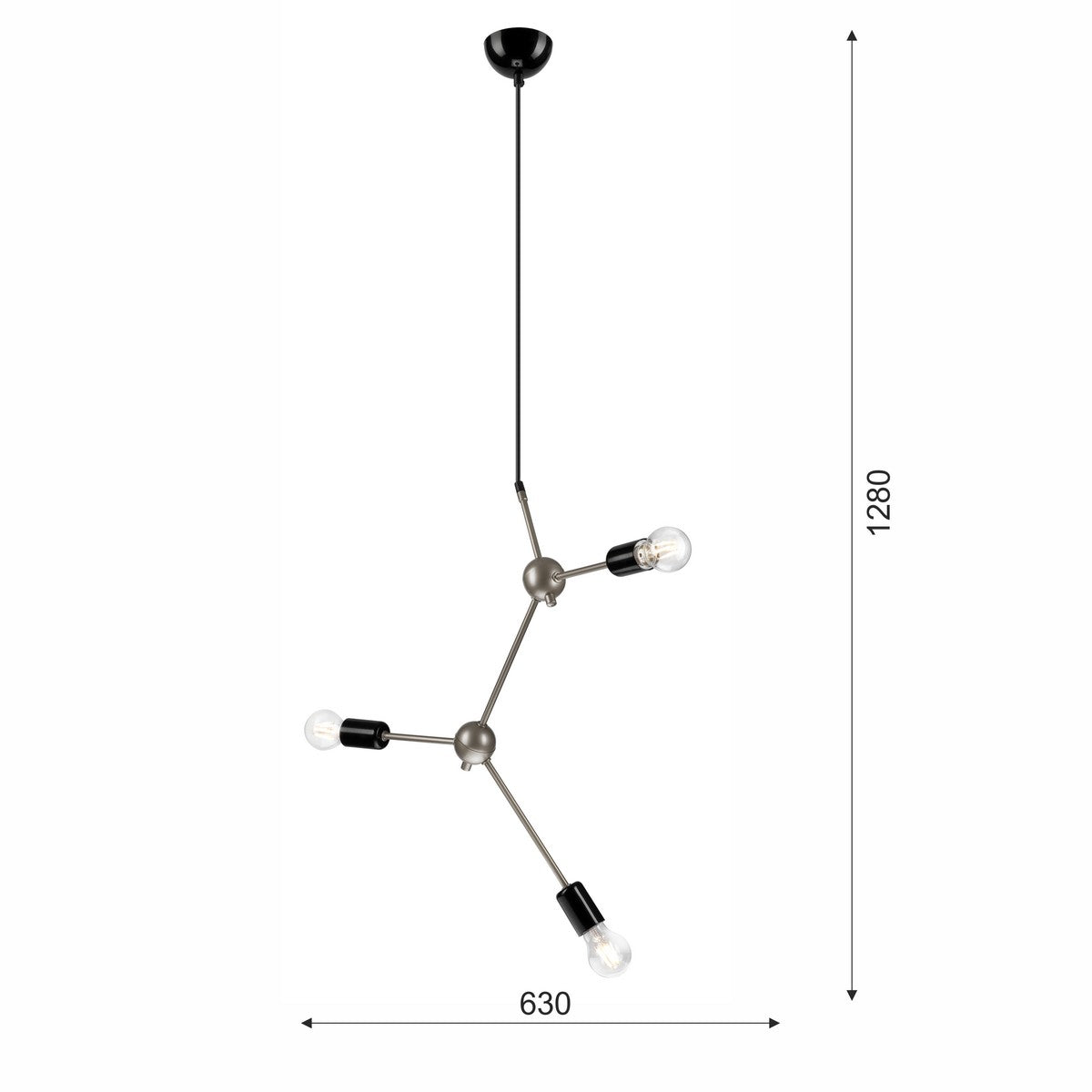 Lampada a Sospensione Alessia, Nero, Metallo, 128x63x5 cm, EPIKASA