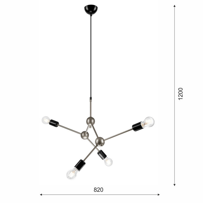 Lampada a Sospensione Alessia, Nero, Metallo, 120x82x5 cm, EPIKASA