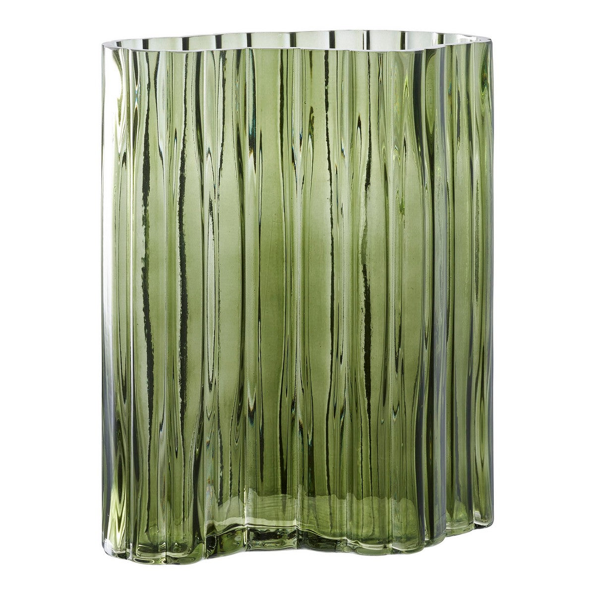 Vaso Decorativo Lugano, Verde, Vetro, 21,5x12x26,5 cm, EPIKASA