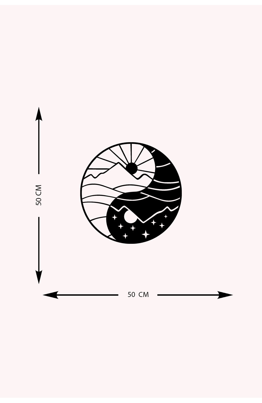 Decorazione in Metallo Ying Yang 3, Nero, Metallo, 50x0,15x50 cm, EPIKASA