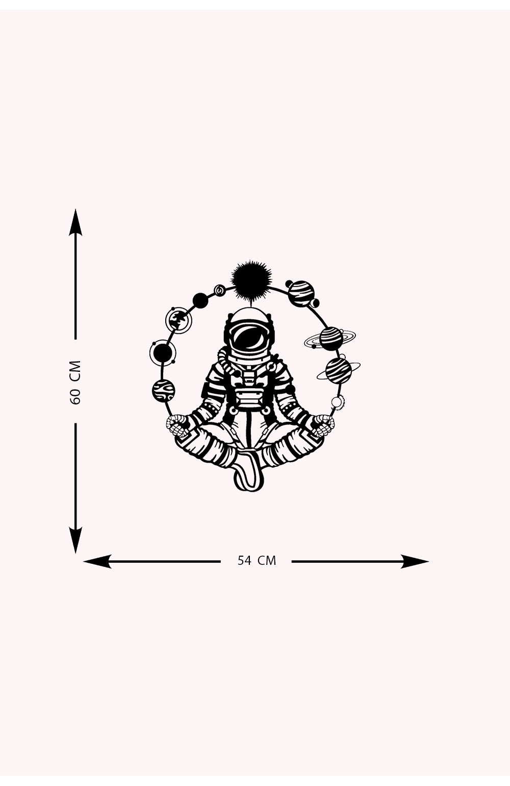 Decorazione in Metallo Astronauta, Nero, Metallo, 54x0,15x60 cm, EPIKASA