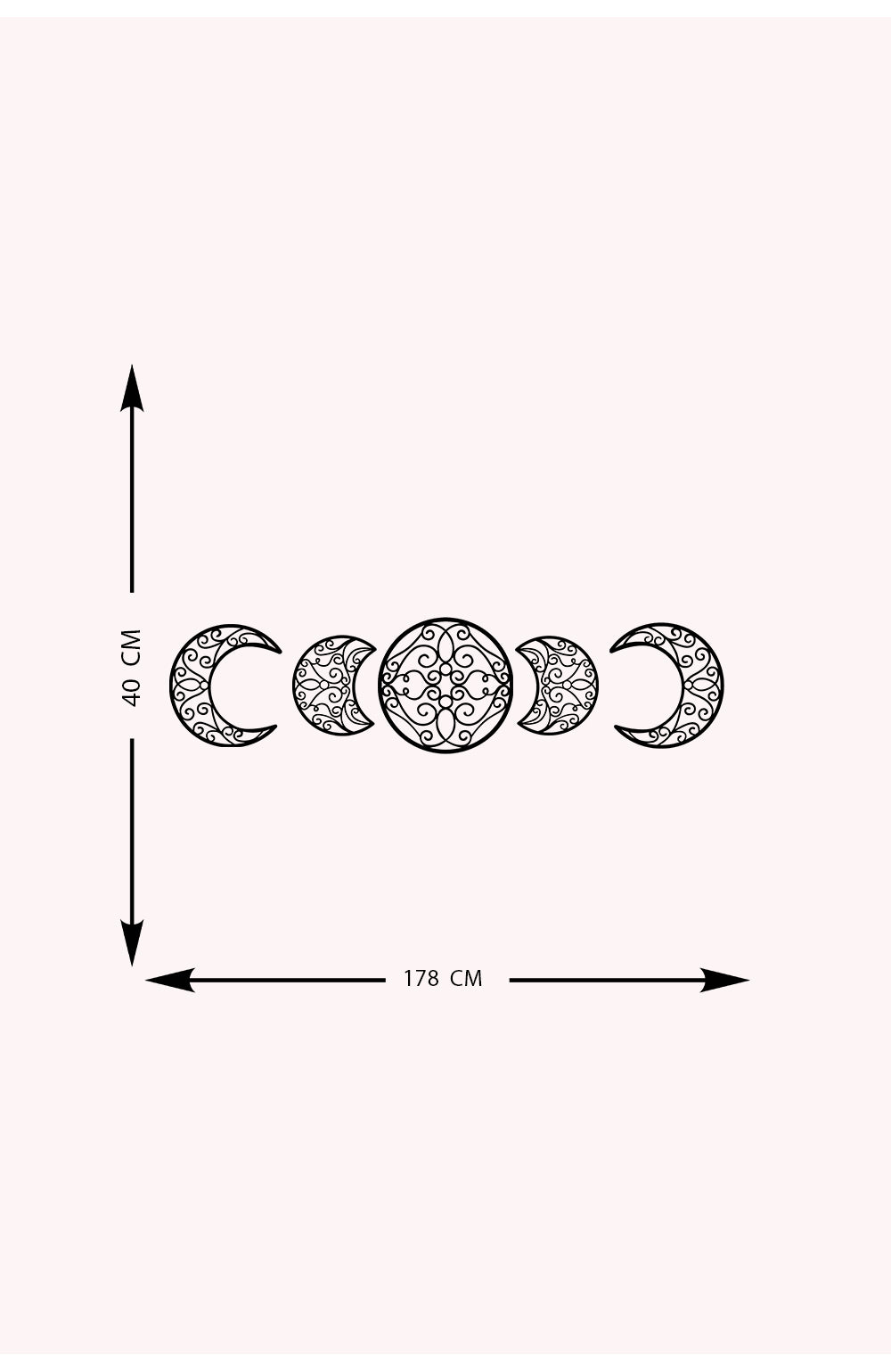 Decorazione in Metallo Fasi Lunari 2, Nero, Metallo, 182x0,15x40 cm, EPIKASA