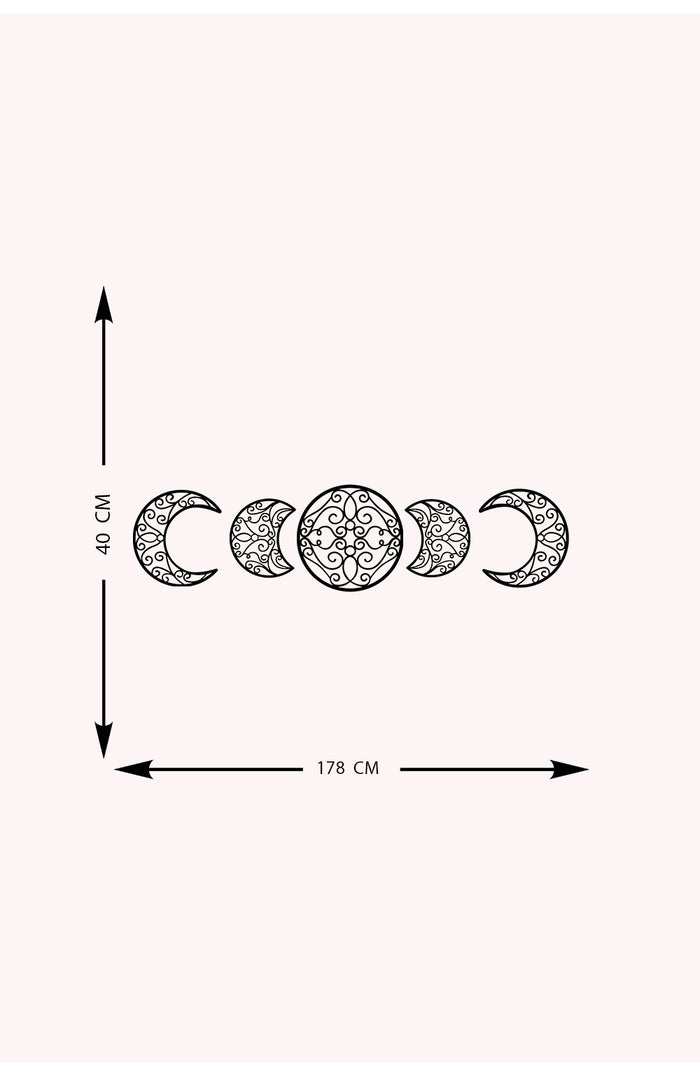 Decorazione in Metallo Fasi Lunari 2, Nero, Metallo, 182x0,15x40 cm, EPIKASA