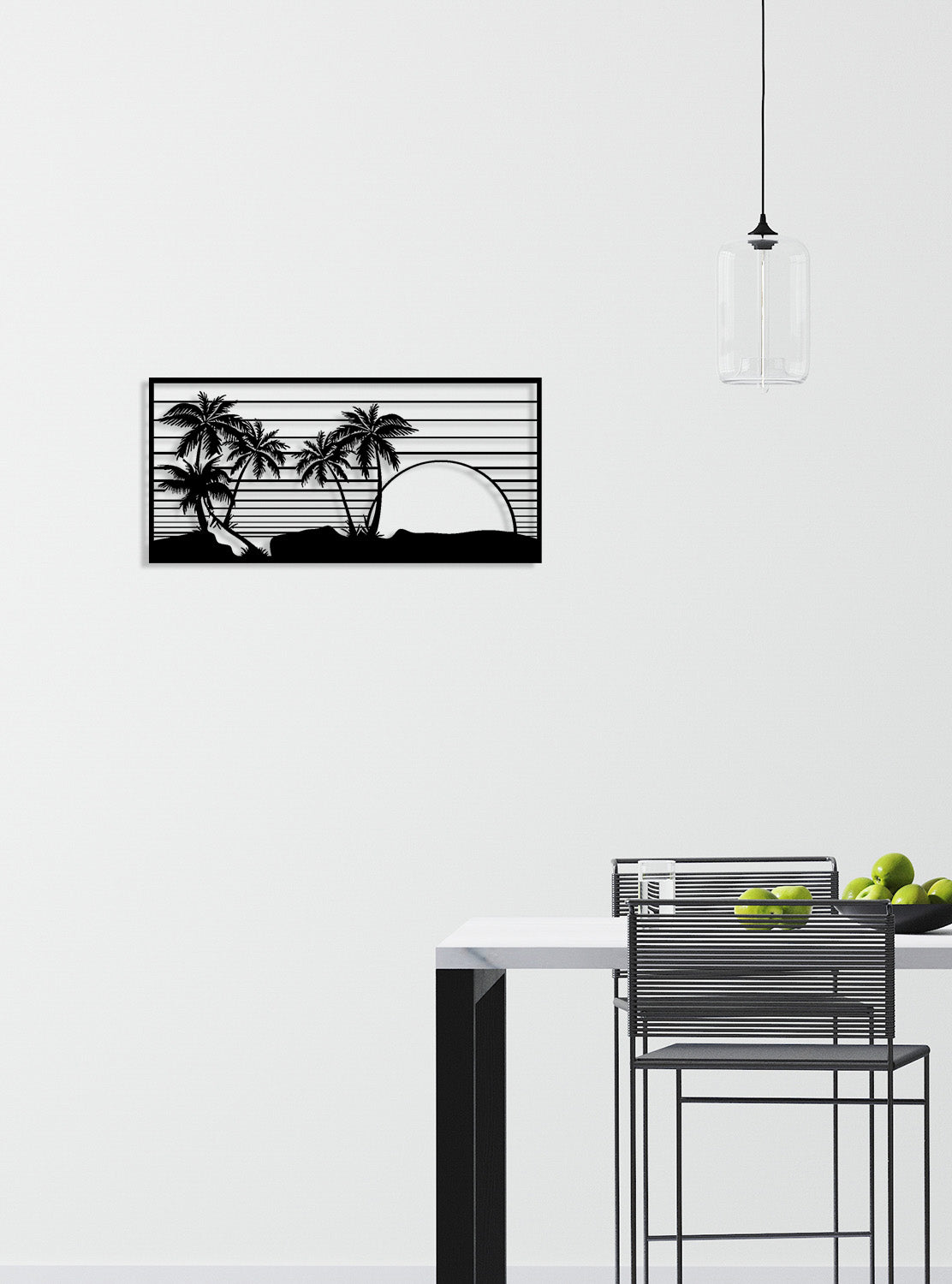 Decorazione in Metallo Spiaggia, Nero, Metallo, 85x0,15x40 cm, EPIKASA