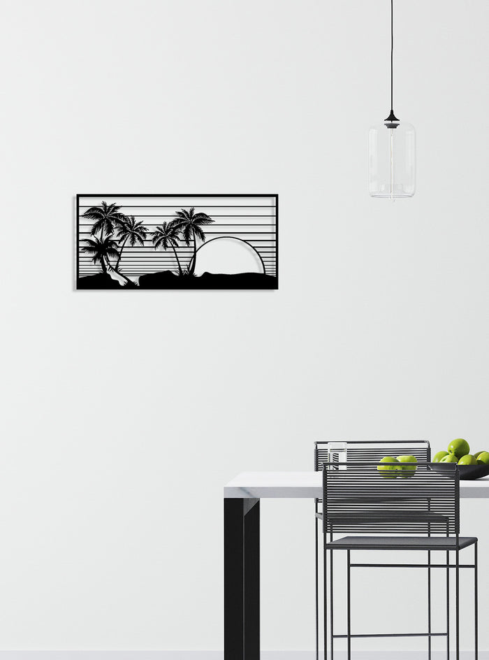 Decorazione in Metallo Spiaggia, Nero, Metallo, 85x0,15x40 cm, EPIKASA