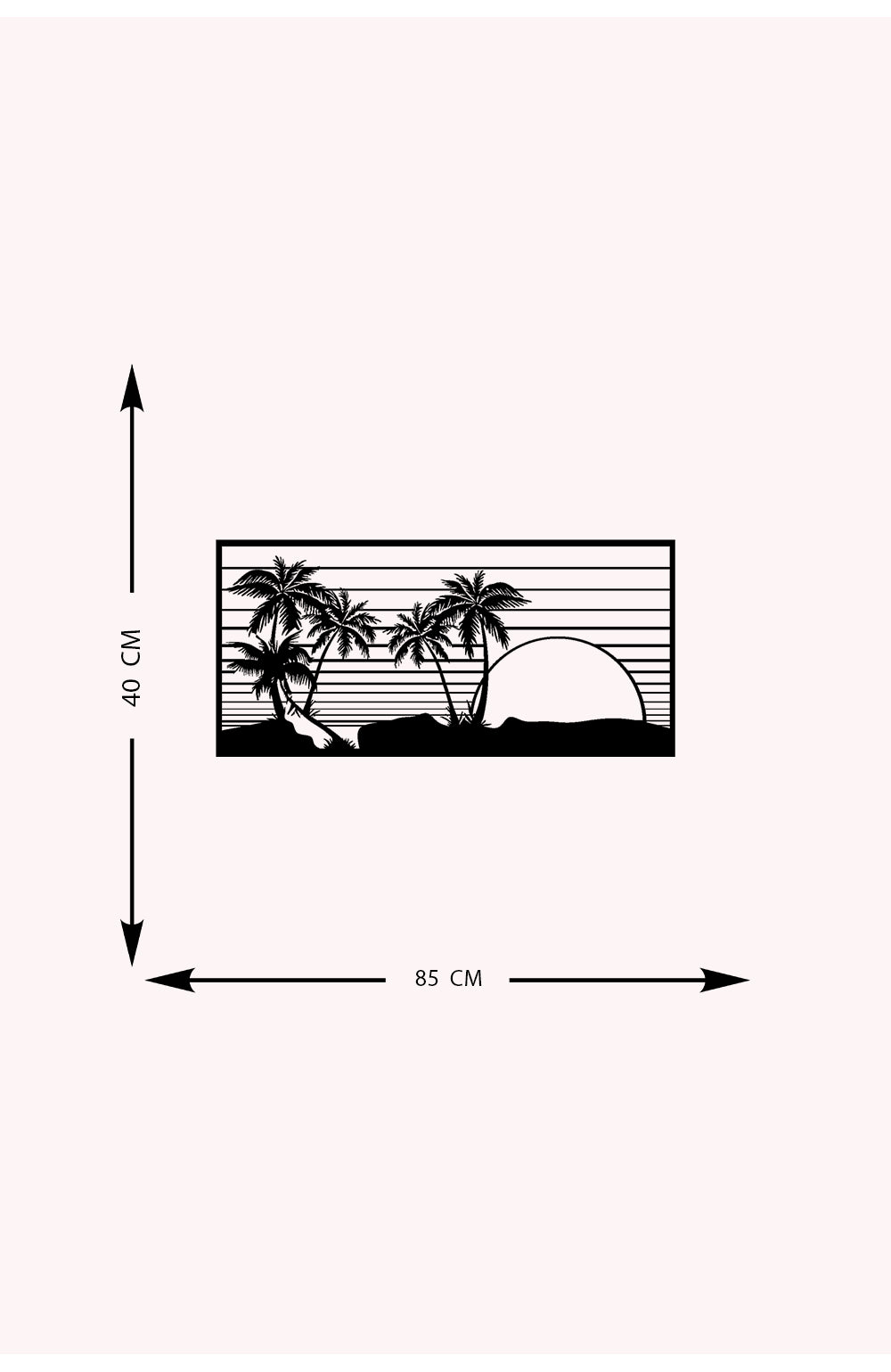 Decorazione in Metallo Spiaggia, Nero, Metallo, 85x0,15x40 cm, EPIKASA