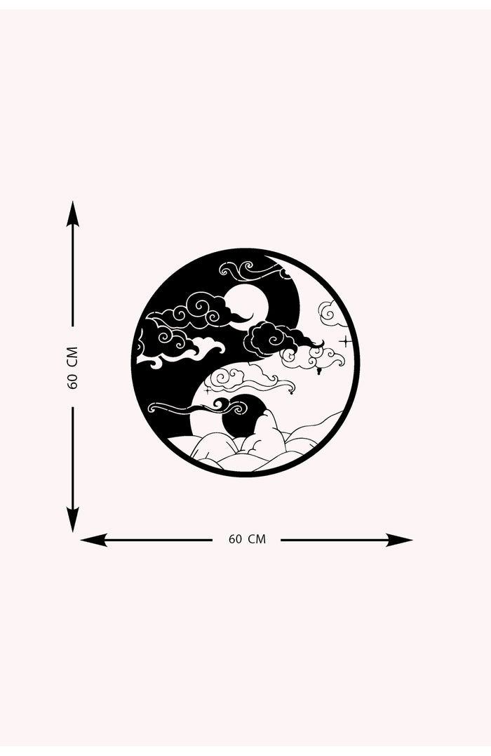 Decorazione in Metallo Ying Yang 2, Nero, Metallo, 60x0,15x60 cm, EPIKASA