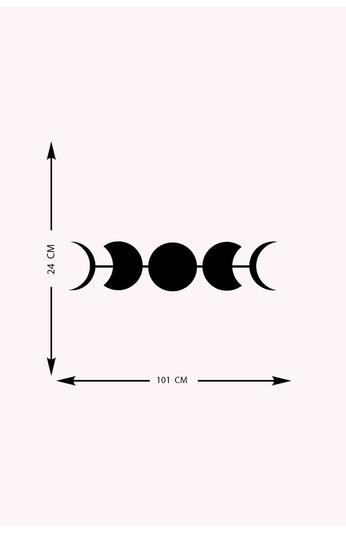 Decorazione in Metallo Fasi Lunari 3, Nero, Metallo, 101x0,15x24 cm, EPIKASA