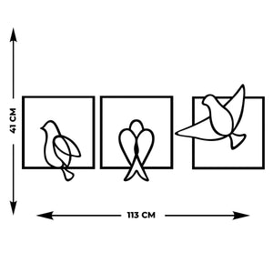Decorazione in Metallo Uccelli, Nero, Metallo, 113x0,15x41 cm, EPIKASA
