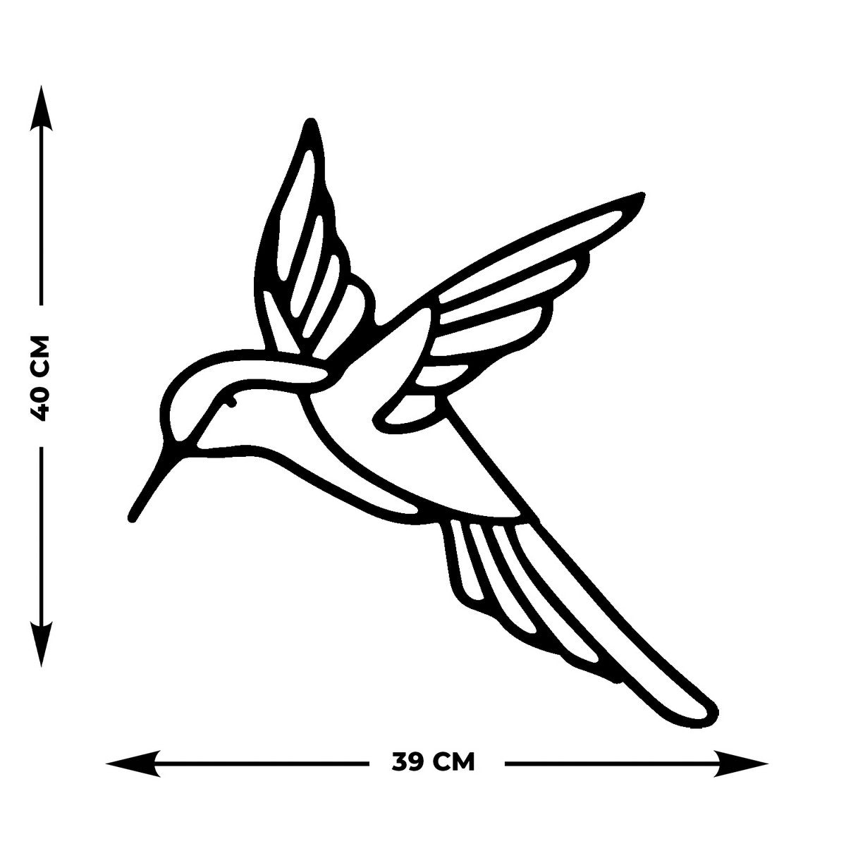 Decorazione in Metallo Colibri' 6, Nero, Metallo, 39x0,15x40 cm, EPIKASA