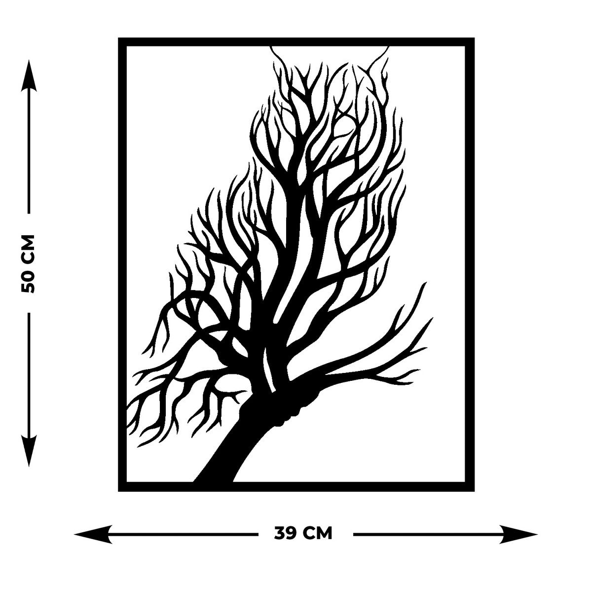 Decorazione in Metallo Albero 34, Nero, Metallo, 39x0,15x50 cm, EPIKASA