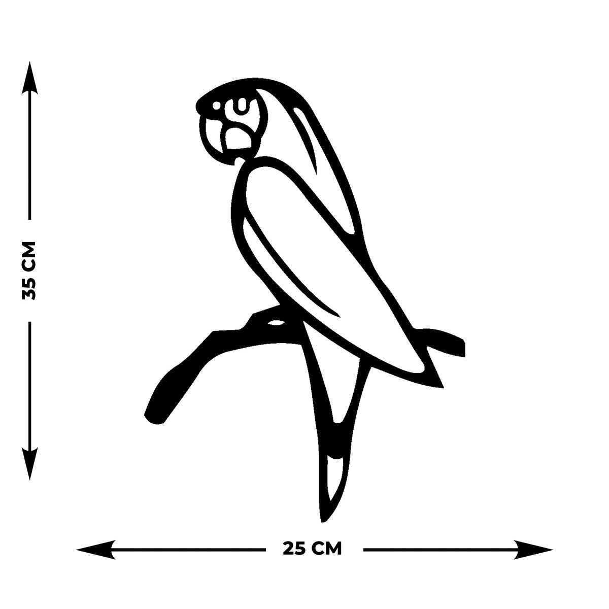 Decorazione in Metallo Pappagallo 3, Nero, Metallo, 25x0,15x35 cm, EPIKASA