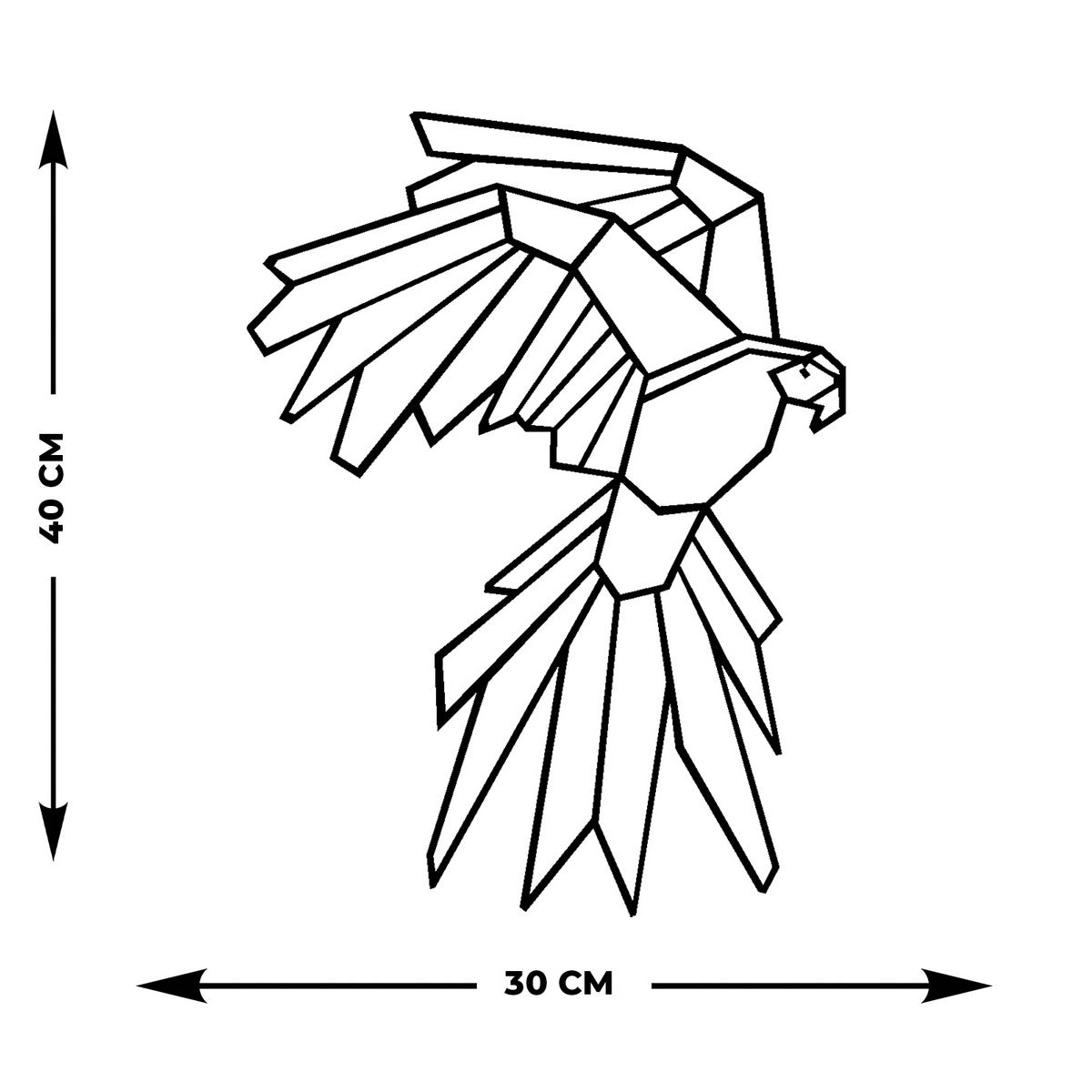 Decorazione in Metallo Pappagallo 4, Nero, Metallo, 30x0,15x40 cm, EPIKASA