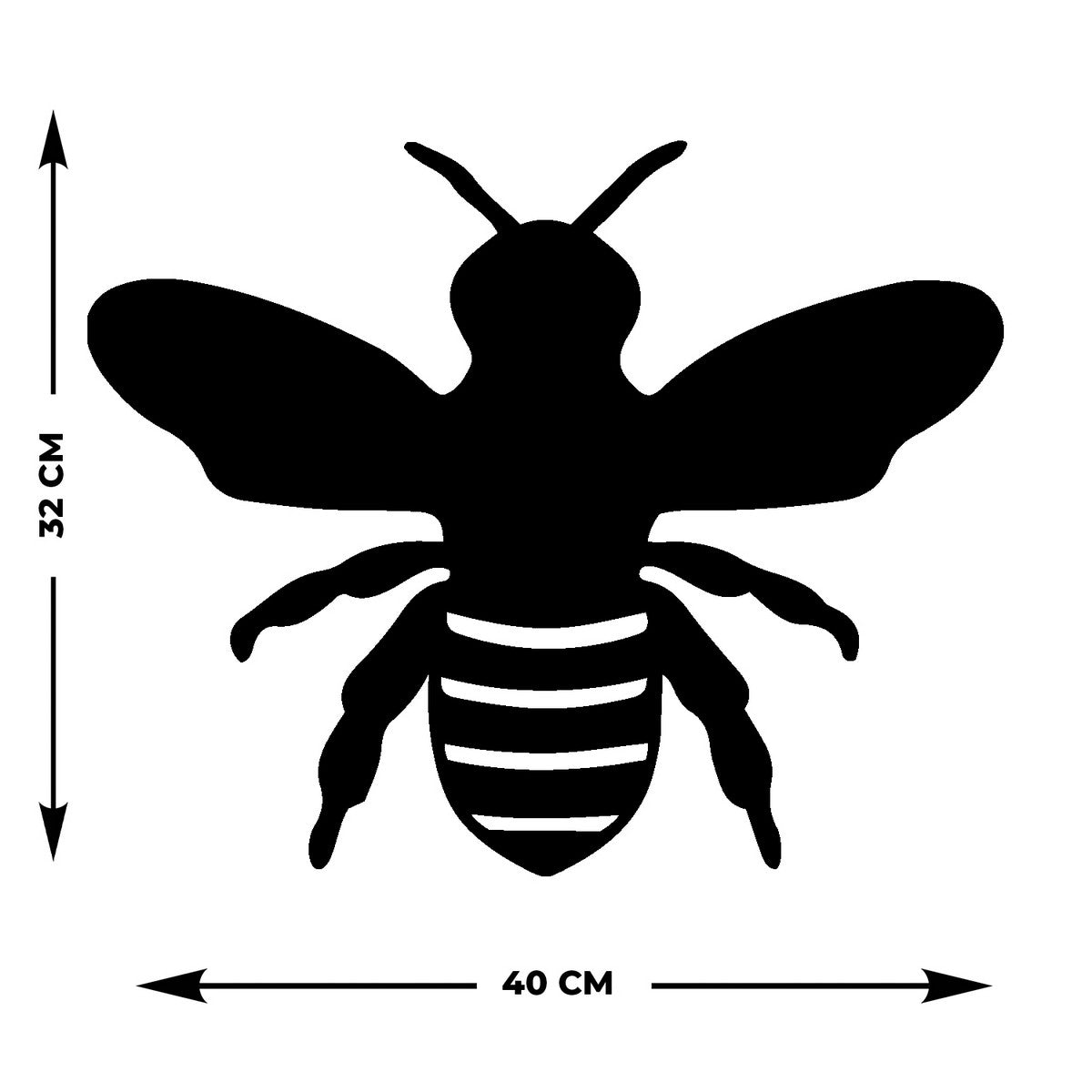 Decorazione in Metallo Ape 5, Nero, Metallo, 40x0,15x32 cm, EPIKASA