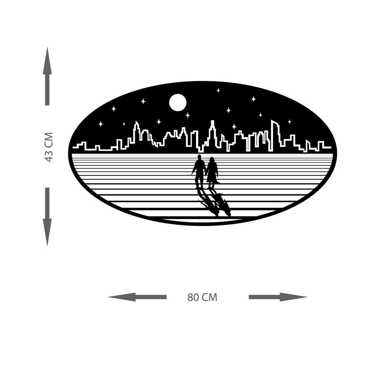 Decorazione in Metallo Skyline 2, Nero, Metallo, 80x0,15x43 cm, EPIKASA