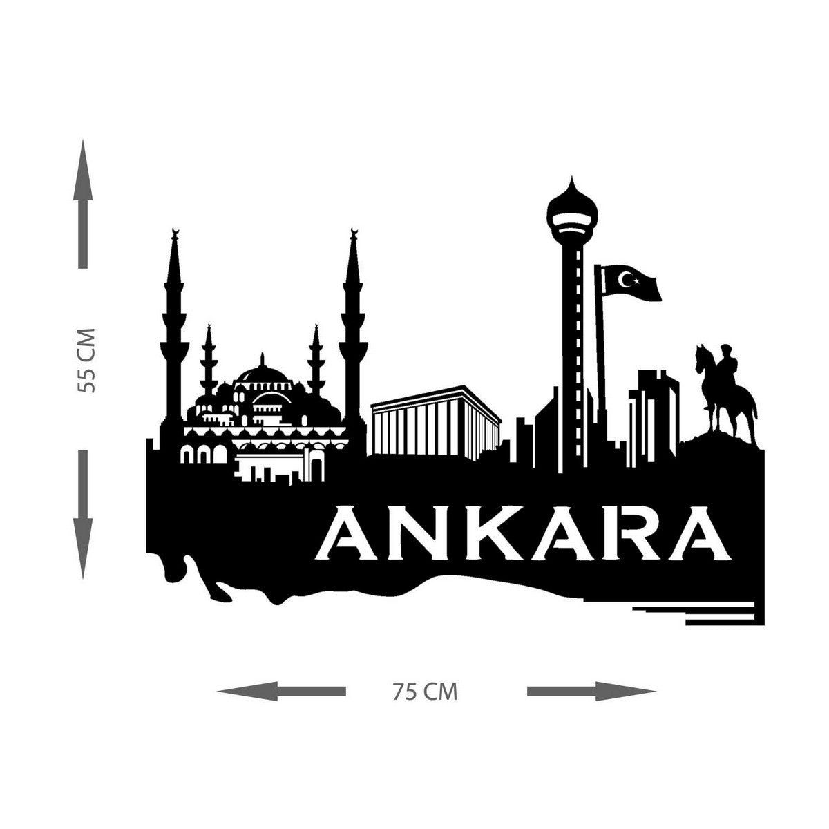 Decorazione in Metallo Ankara, Nero, Metallo, 75x0,15x55 cm, EPIKASA