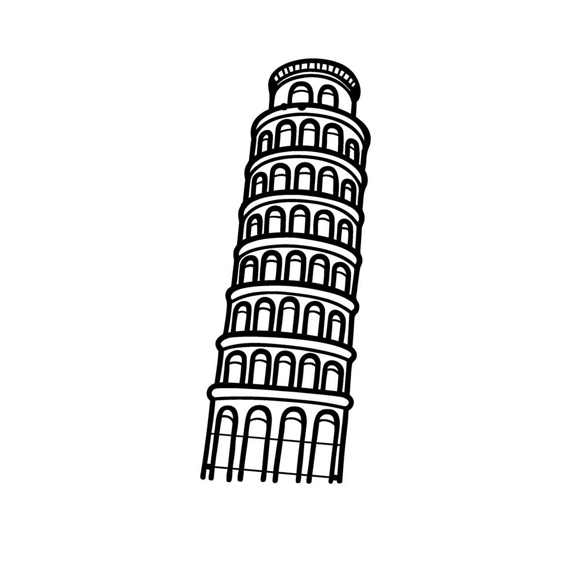 Decorazione in Metallo Torre di Pisa 2, Nero, Metallo, 30x0,15x75 cm, EPIKASA