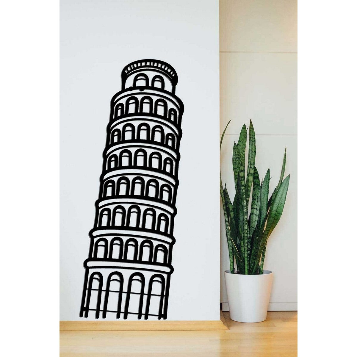 Decorazione in Metallo Torre di Pisa 2, Nero, Metallo, 30x0,15x75 cm, EPIKASA