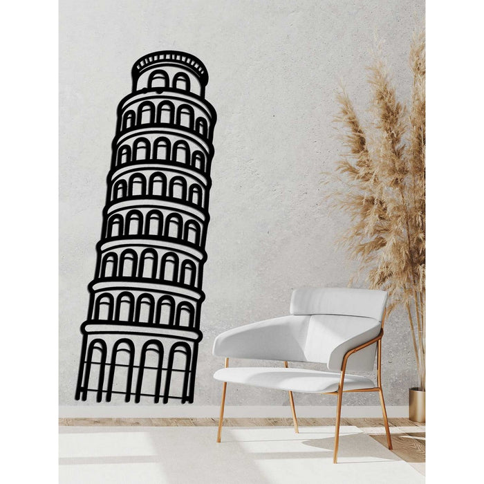 Decorazione in Metallo Torre di Pisa 2, Nero, Metallo, 30x0,15x75 cm, EPIKASA