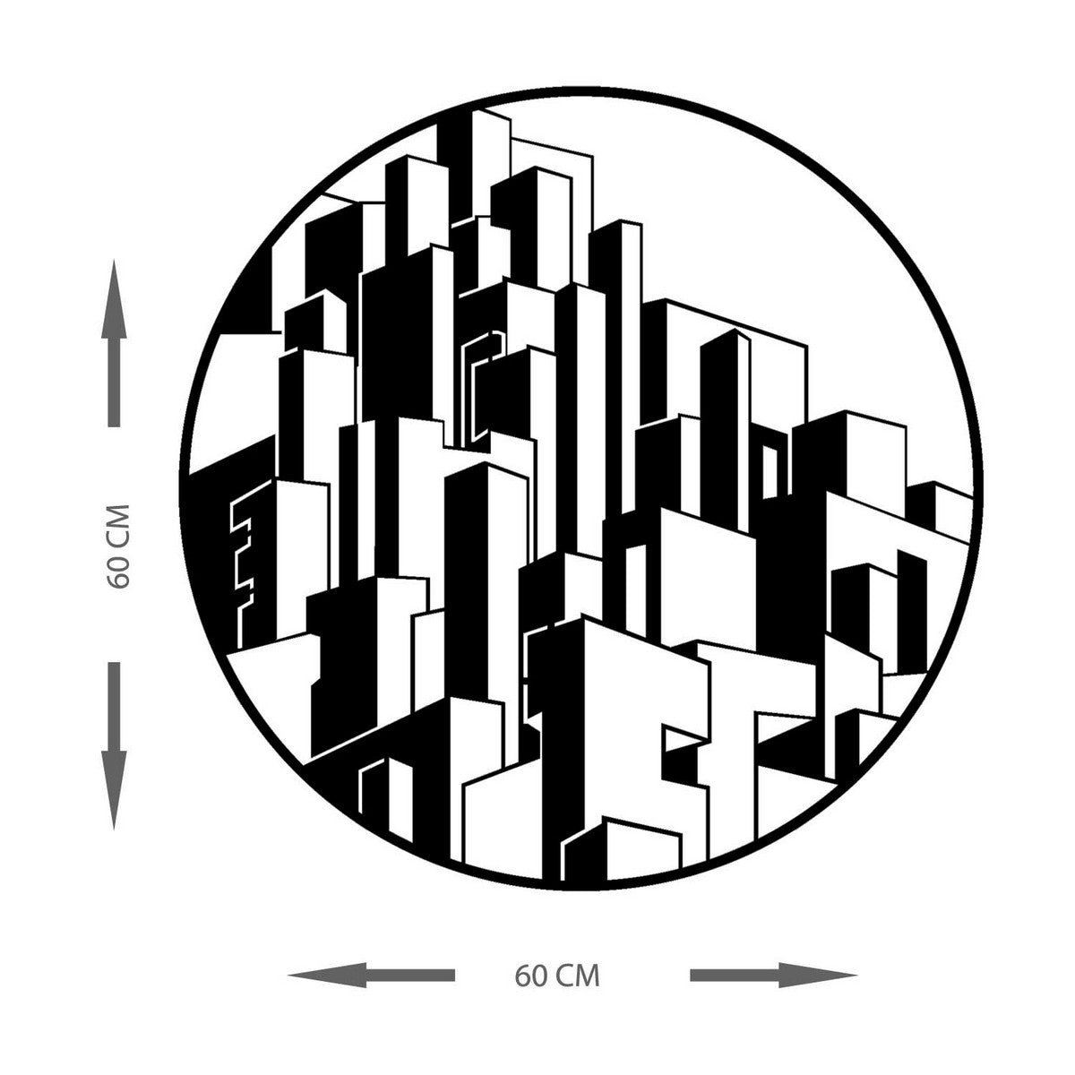 Decorazione in Metallo Grattacieli 1, Nero, Metallo, 60x0,15x60 cm, EPIKASA