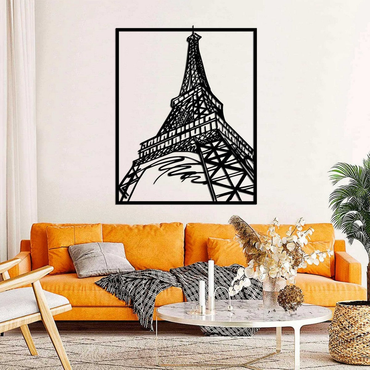 Decorazione in Metallo Torre Eiffel 4, Nero, Metallo, 64x0,15x81 cm, EPIKASA