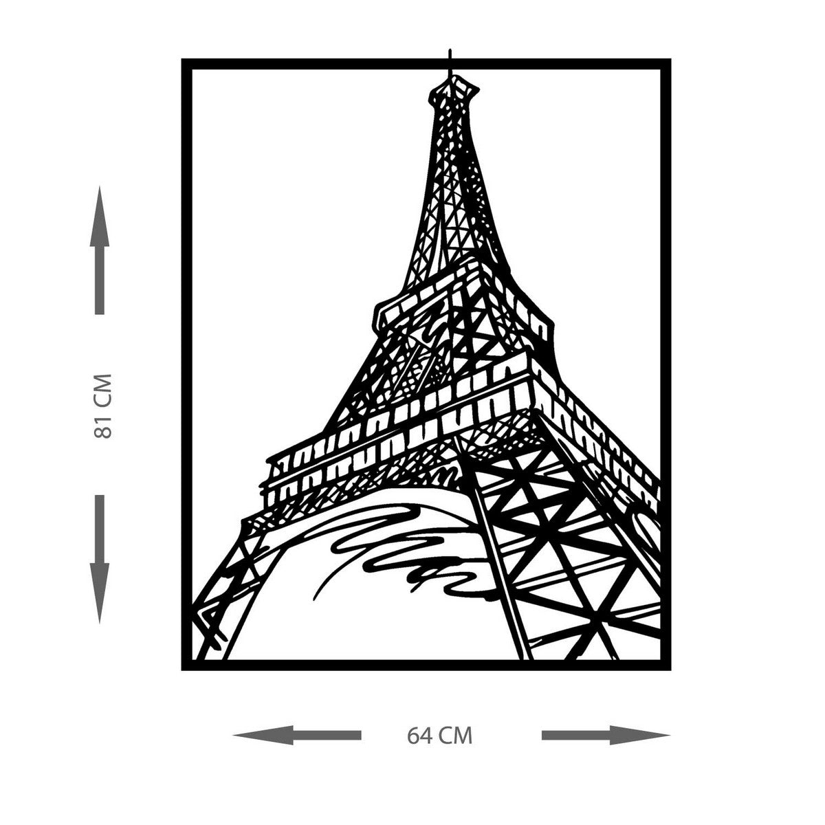 Decorazione in Metallo Torre Eiffel 4, Nero, Metallo, 64x0,15x81 cm, EPIKASA