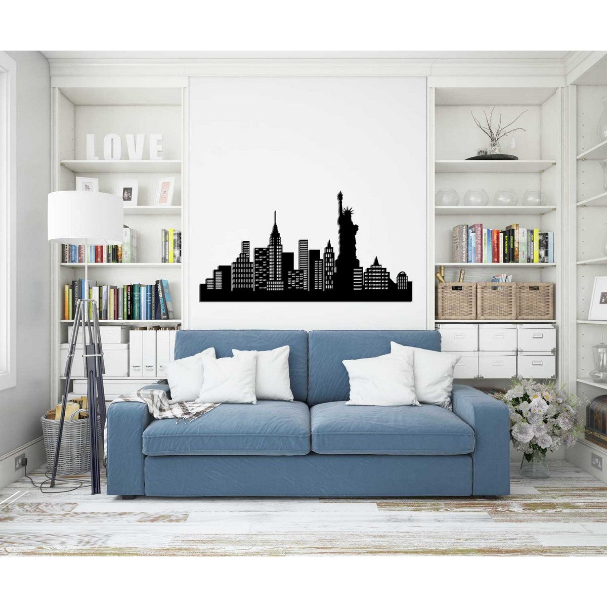 Decorazione in Metallo New York 5, Nero, Metallo, 96x0,15x50 cm, EPIKASA