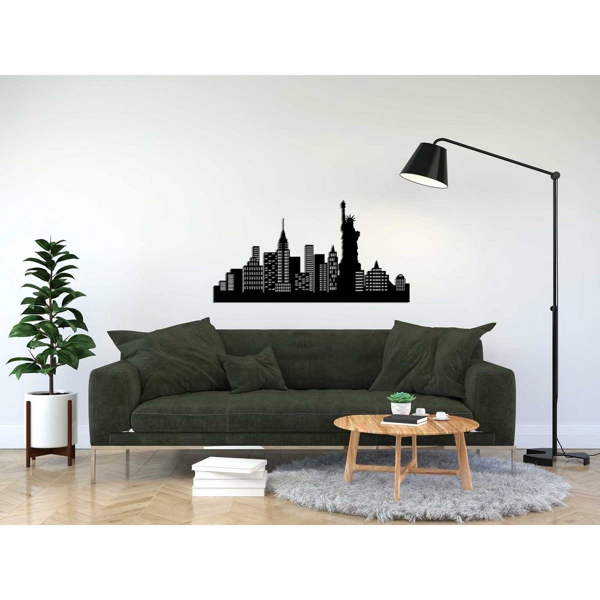 Decorazione in Metallo New York 5, Nero, Metallo, 96x0,15x50 cm, EPIKASA