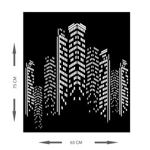 Decorazione in Metallo Grattacieli 3, Nero, Metallo, 65x0,15x75 cm, EPIKASA