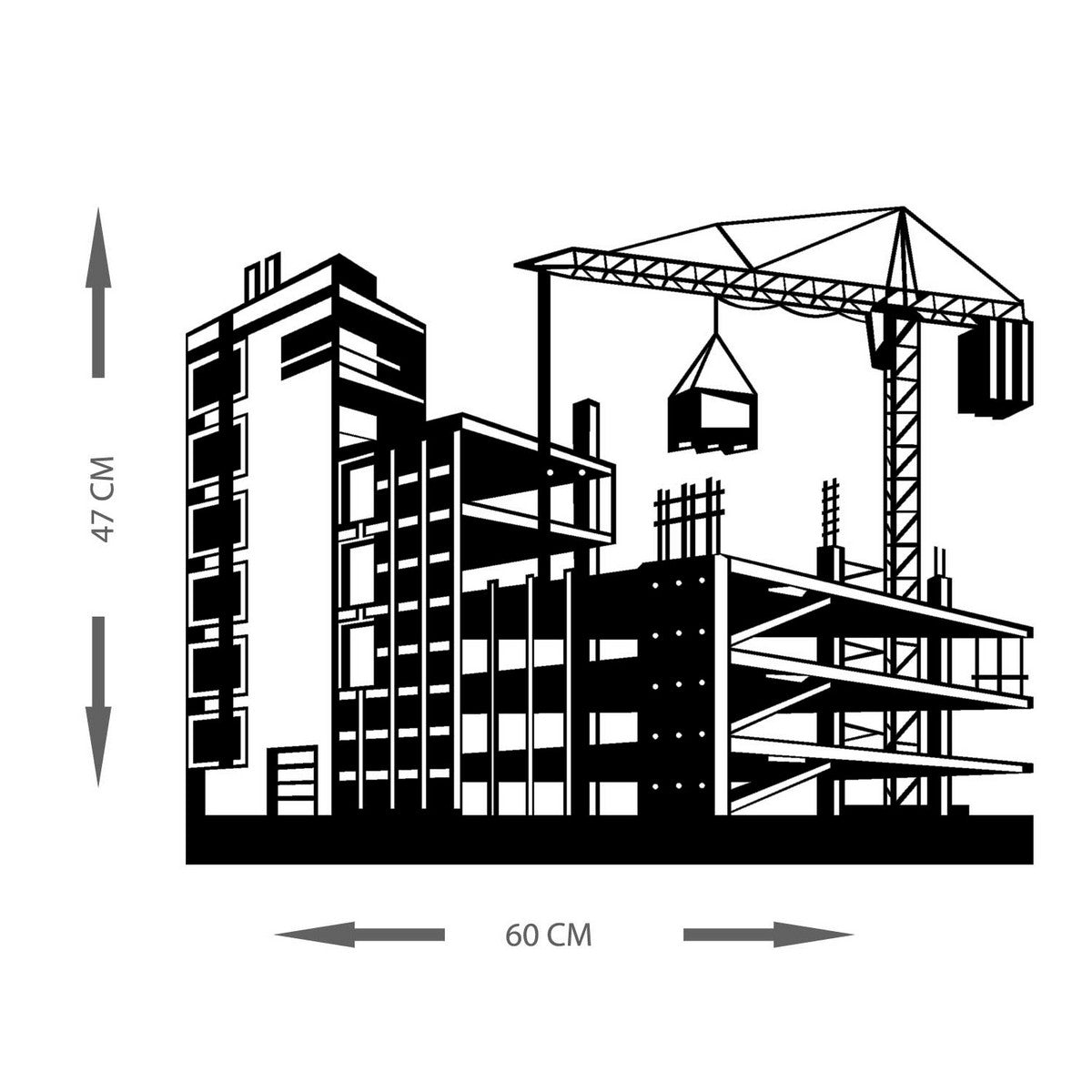 Decorazione in Metallo Costruzioni, Nero, Metallo, 60x0,15x47 cm, EPIKASA