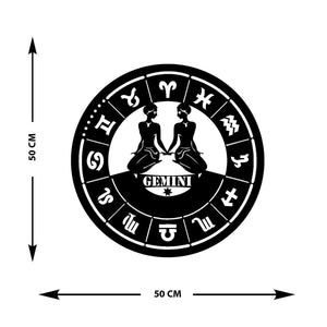 Decorazione in Metallo Oroscopo Gemelli, Nero, Metallo, 50x0,15x50 cm, EPIKASA