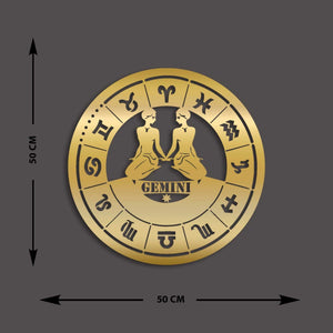 Decorazione in Metallo Oroscopo Gemelli 2, Oro, Metallo, 50x0,15x50 cm, EPIKASA