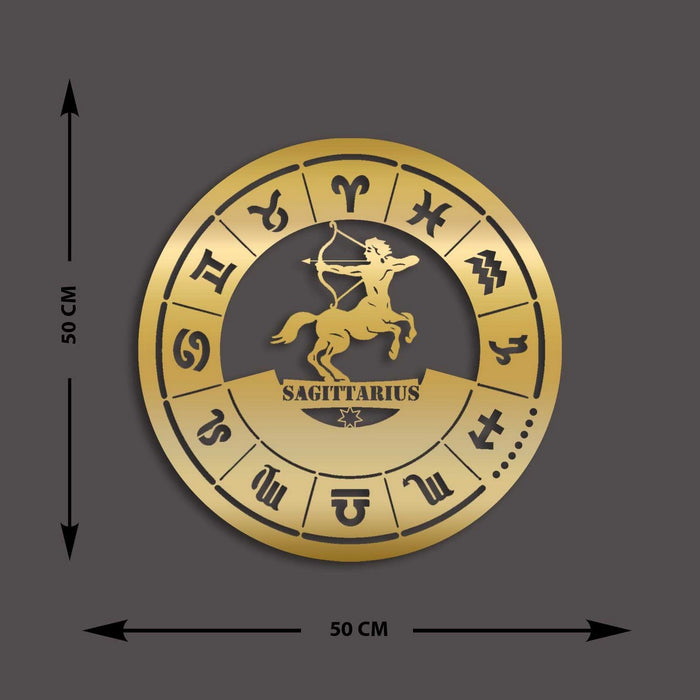 Decorazione in Metallo Oroscopo Sagittario 2, Oro, Metallo, 50x0,15x50 cm, EPIKASA