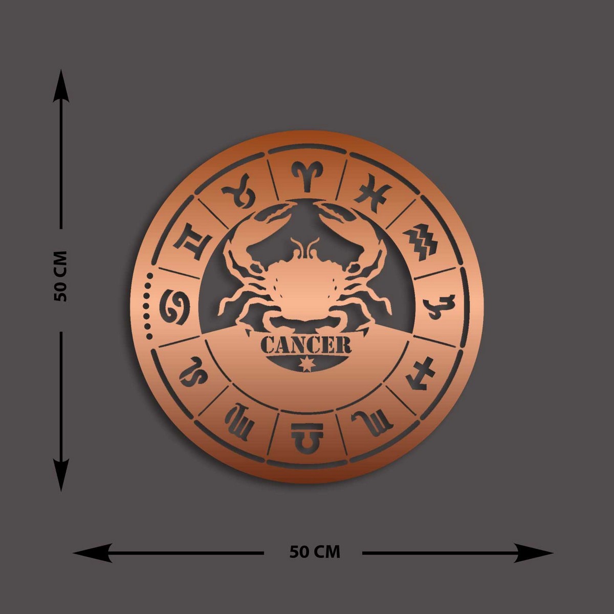 Decorazione in Metallo Oroscopo Cancro 1, Rame, Metallo, 50x0,15x50 cm, EPIKASA
