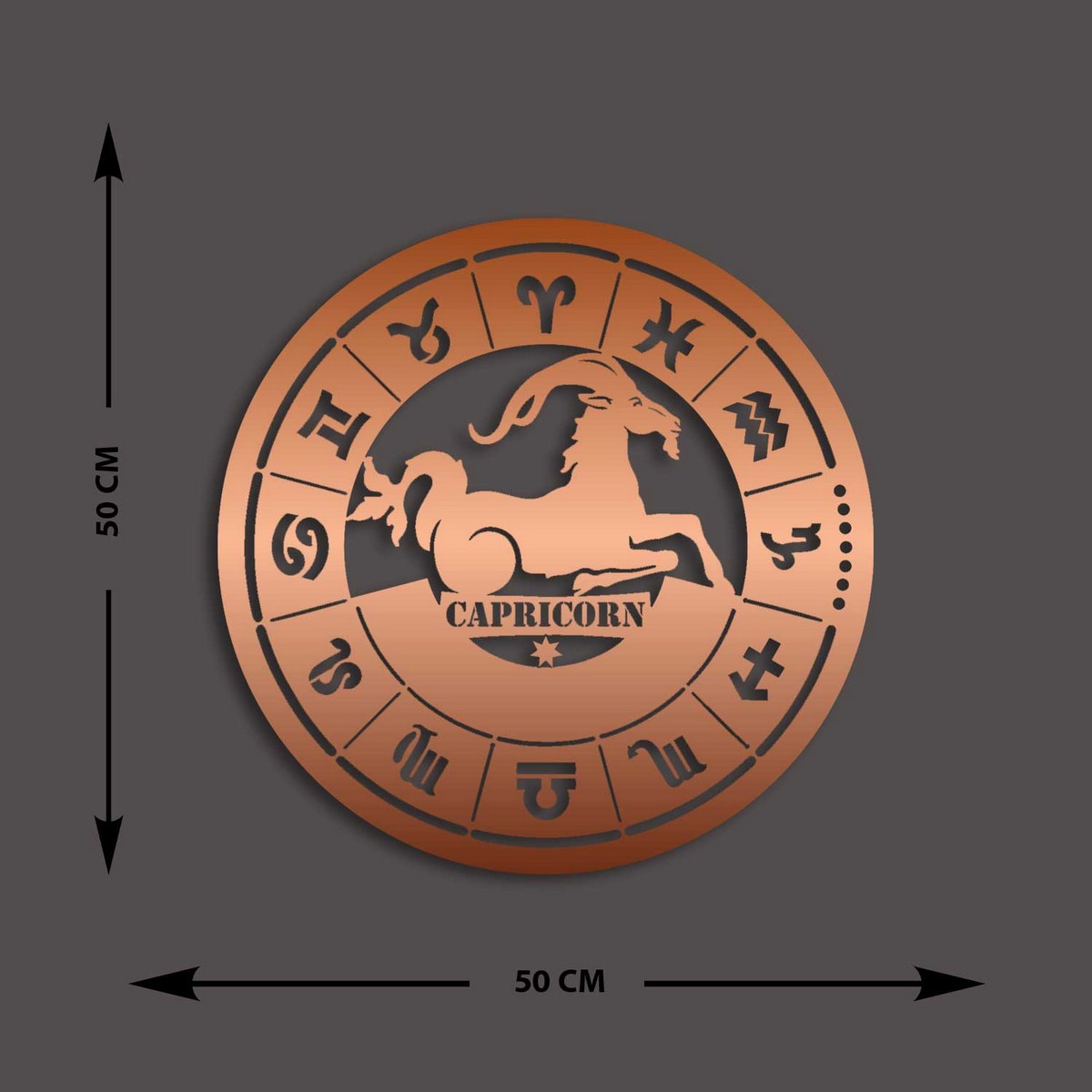 Decorazione in Metallo  Oroscopo Capricorno 1, Rame, Metallo, 50x0,15x50 cm, EPIKASA