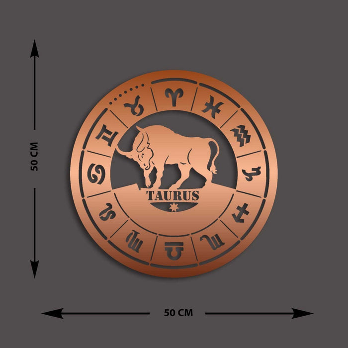 Decorazione in Metallo Oroscopo Toro 1, Rame, Metallo, 50x0,15x50 cm, EPIKASA