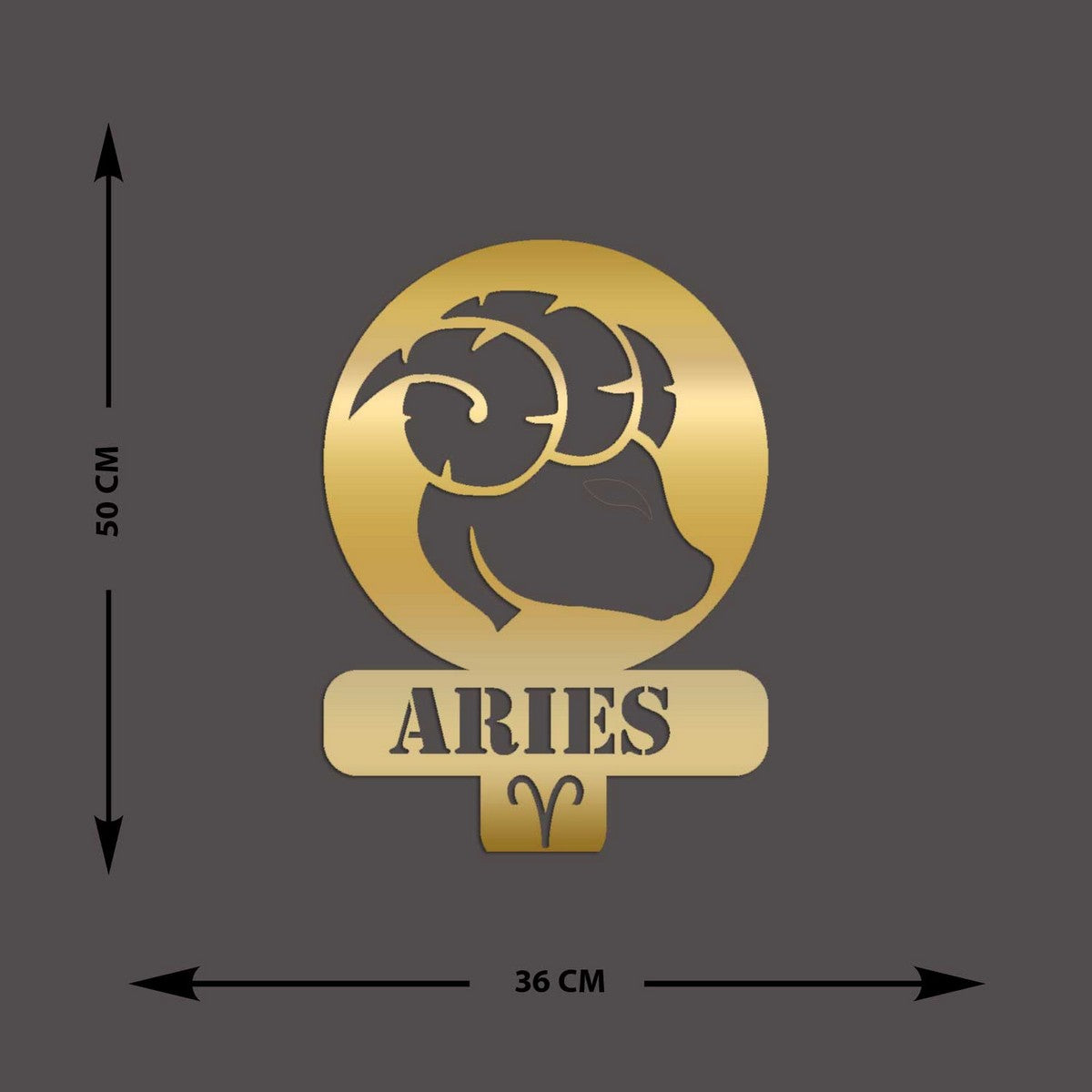 Decorazione in Metallo Oroscopo Ariete 5, Oro, Metallo, 36x0,15x50 cm, EPIKASA