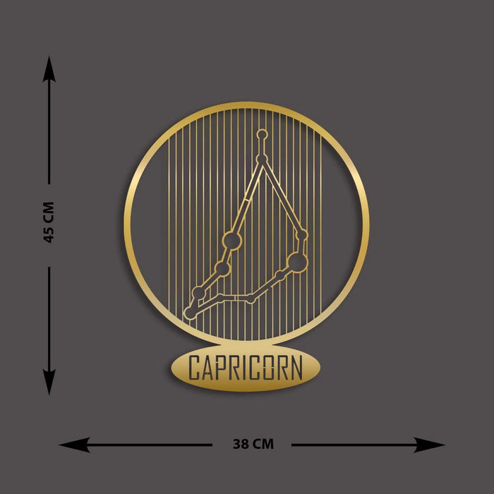 Decorazione in Metallo Oroscopo Capricorno 8, Oro, Metallo, 38x0,15x45 cm, EPIKASA