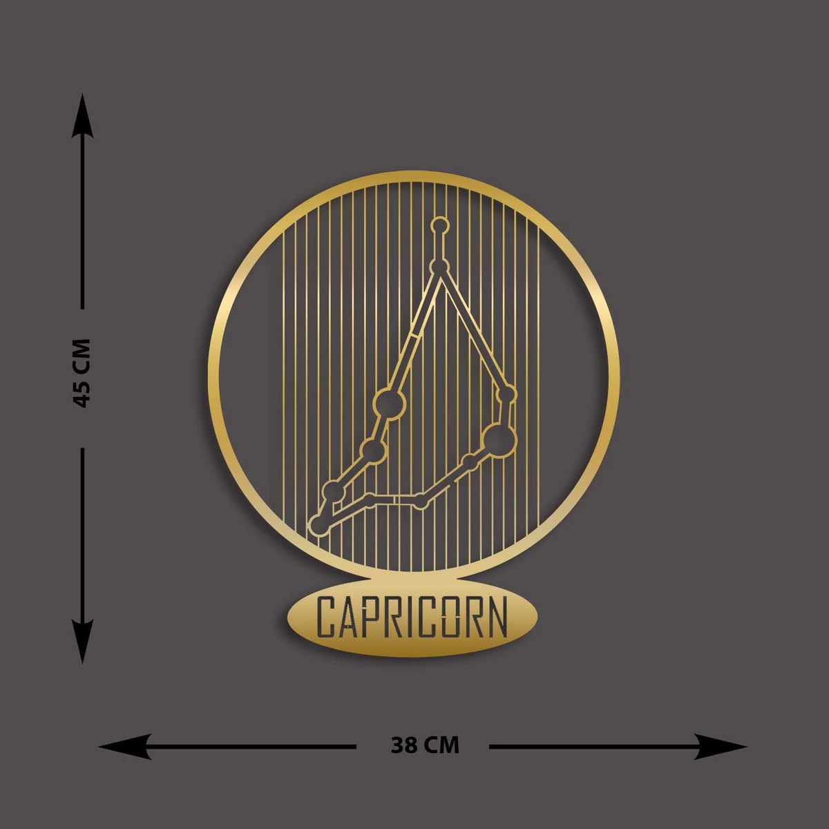 Decorazione in Metallo Oroscopo Capricorno 8, Oro, Metallo, 38x0,15x45 cm, EPIKASA