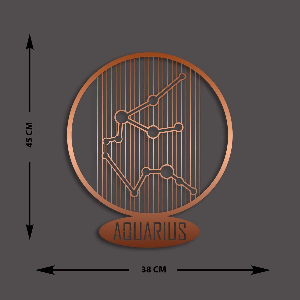 Decorazione in Metallo Oroscopo Acquario 7, Rame, Metallo, 38x0,15x45 cm, EPIKASA