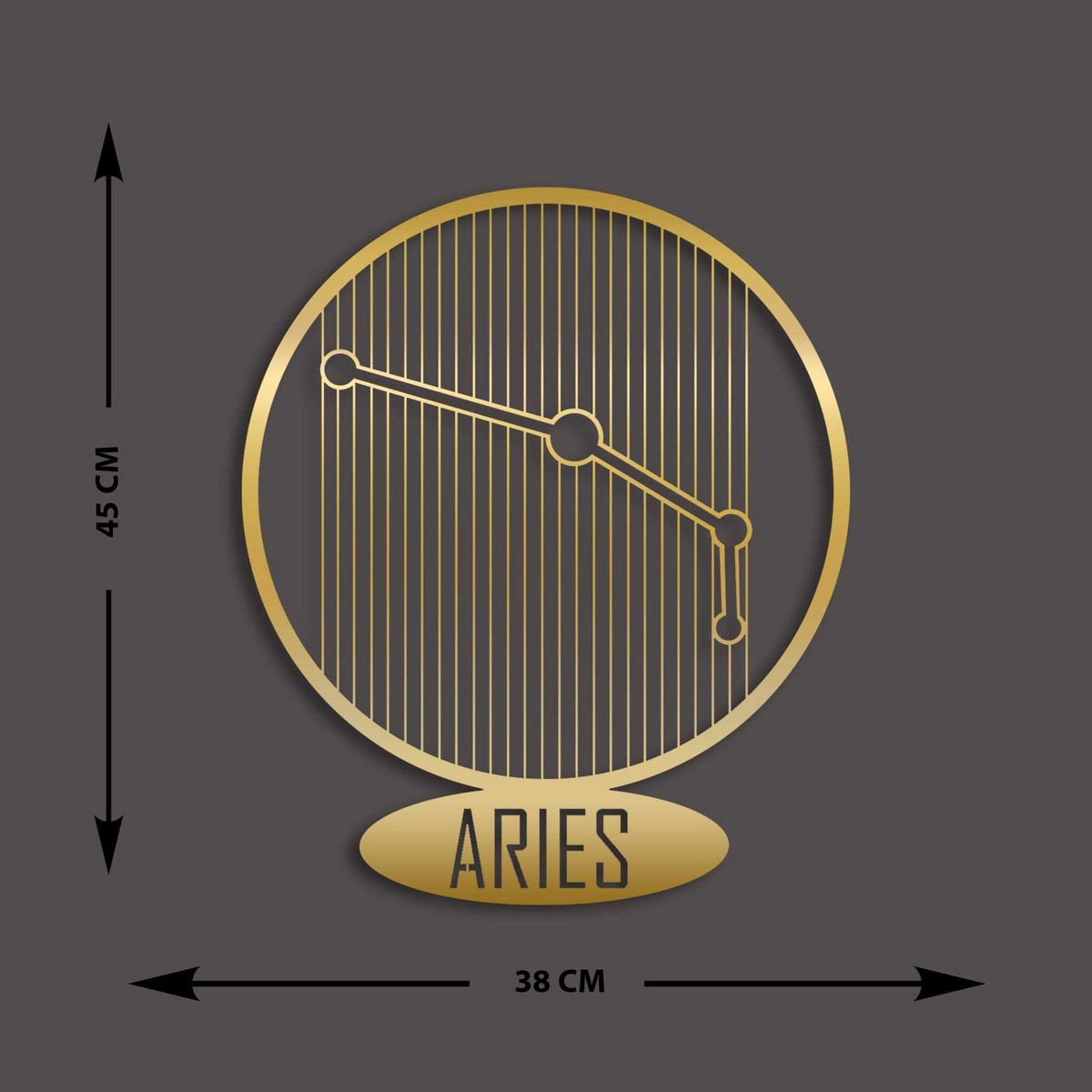 Decorazione in Metallo Oroscopo Ariete 8, Oro, Metallo, 38x0,15x45 cm, EPIKASA