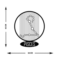 Decorazione in Metallo Oroscopo Pesci 6, Nero, Metallo, 38x0,15x45 cm, EPIKASA
