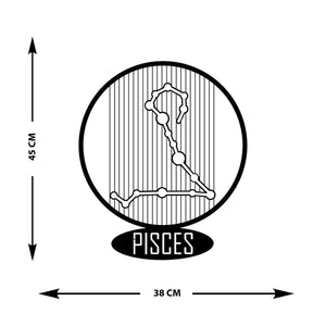 Decorazione in Metallo Oroscopo Pesci 6, Nero, Metallo, 38x0,15x45 cm, EPIKASA