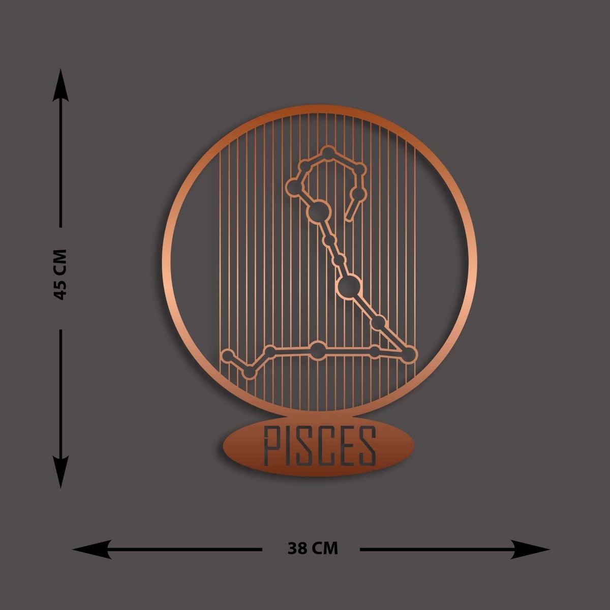 Decorazione in Metallo Oroscopo Pesci 7, Rame, Metallo, 38x0,15x45 cm, EPIKASA