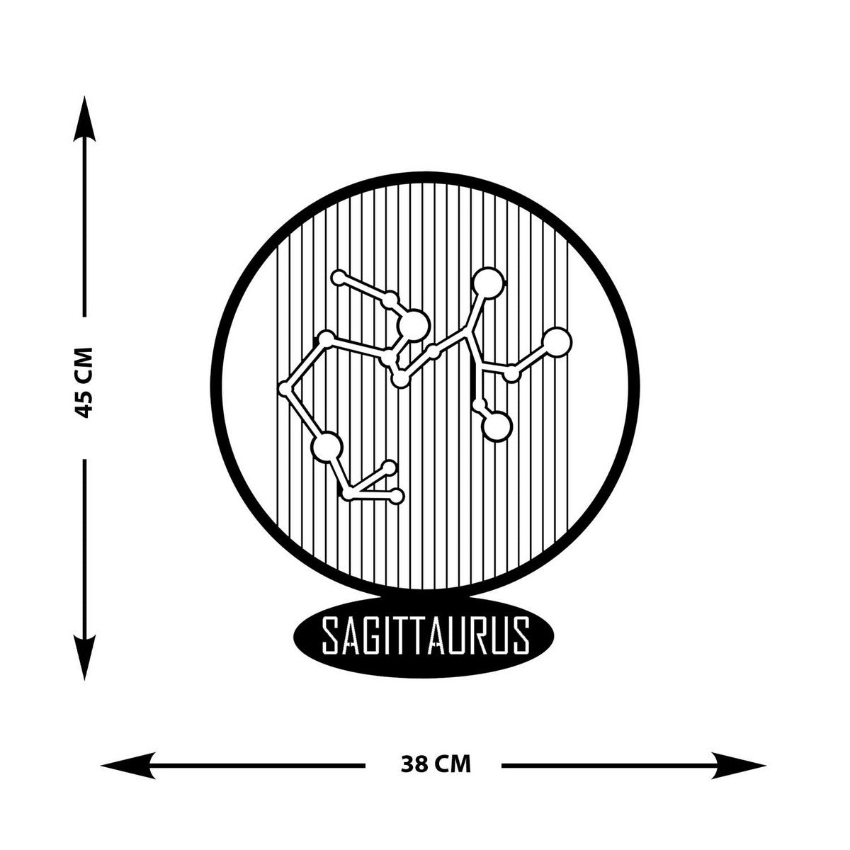 Decorazione in Metallo Oroscopo Sagittario 6, Nero, Metallo, 38x0,15x45 cm, EPIKASA