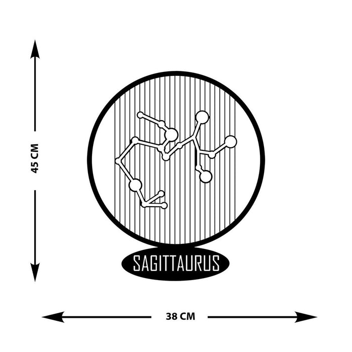 Decorazione in Metallo Oroscopo Sagittario 6, Nero, Metallo, 38x0,15x45 cm, EPIKASA