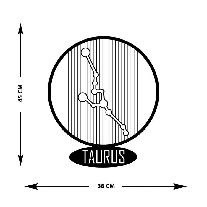 Decorazione in Metallo Oroscopo Toro 6, Nero, Metallo, 38x0,15x45 cm, EPIKASA