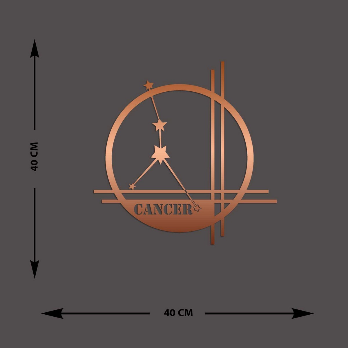 Decorazione in Metallo Oroscopo Cancro 10, Rame, Metallo, 40x0,15x40 cm cm, EPIKASA