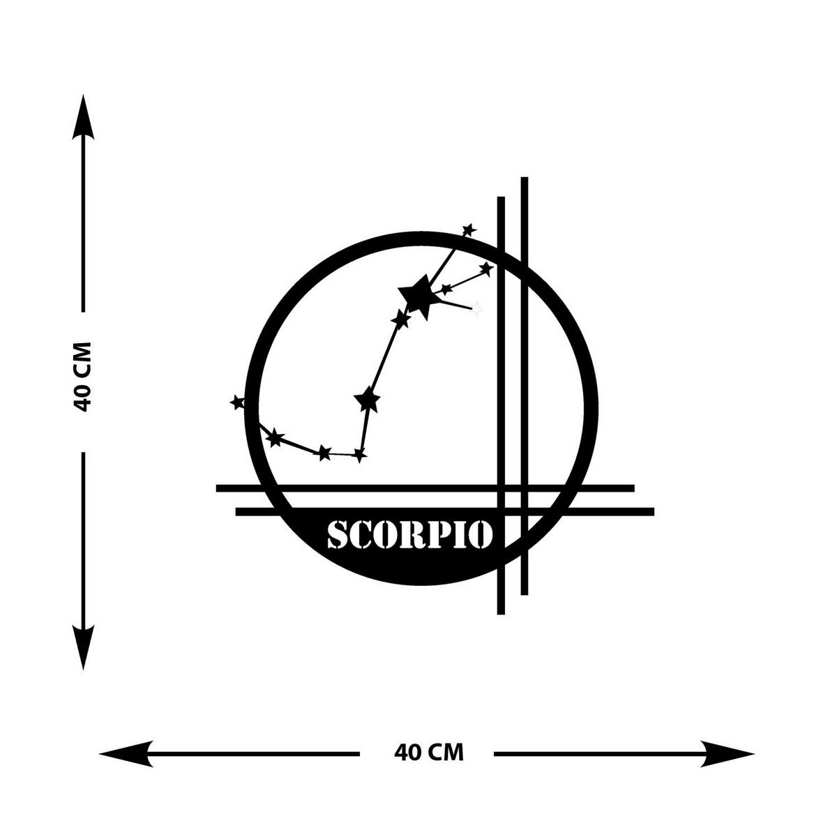 Decorazione in Metallo Oroscopo Scorpione 9, Nero, Metallo, 42x0,15x40 cm, EPIKASA